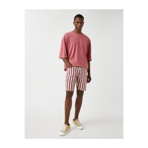 Koton Striped Denim Shorts with Pockets