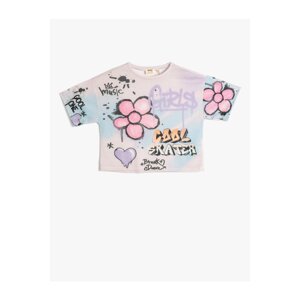 Koton Oversized T-Shirt Tie-tie Patterned Graffiti Print