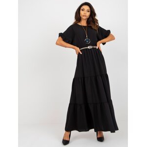 Black summer skirt with frills and elastic waistband