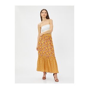 Koton Ethnic Patterned Maxi Skirt with Elastic Waist