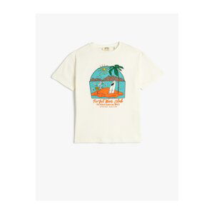 Koton Printed T-Shirt Short Sleeved Crew Neck Cotton