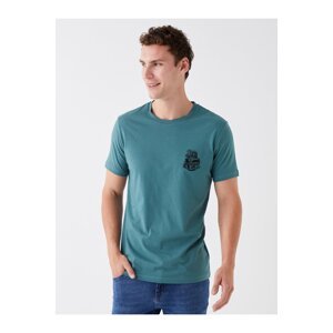 LC Waikiki Crew Neck Short Sleeved Embroidered Combed Combed Men's T-Shirt.