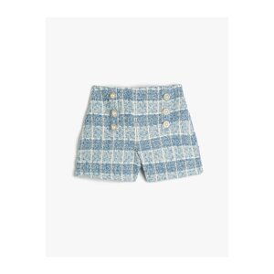 Koton Tweed Shorts with Pearl Button Detailed Elastic Waist.