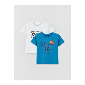 LC Waikiki Lcw Baby Crew Neck Short Sleeve Printed Baby Boy T-Shirt 2-Pack