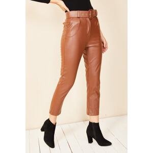 HAKKE Women's Carrot Model Leather Pants