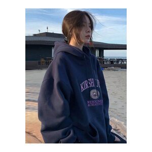 Know Women's Navy Resounde Creativity Printed Hoodie Sweatshirt