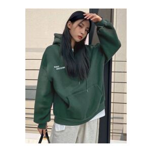 Know Women's Dark Green Confidence Printed Hoodie Sweatshirt