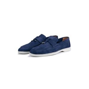 Ducavelli Cerrar Suede Genuine Leather Men's Casual Shoes Loafers Shoes Navy Blue.