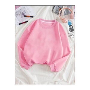 Know Women's Pink Plain Crewneck Sweatshirt