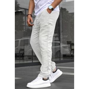 Madmext White Muslin Fabric Men's Basic Trousers 6507