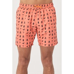 AC&Co / Altınyıldız Classics Men's Orange Standard Fit Casual Patterned Swimwear Marine Shorts.