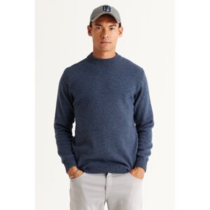 AC&Co / Altınyıldız Classics Men's Aviator Blue-oil Standard Fit Regular Cut Half Turtleneck Knitwear Sweater