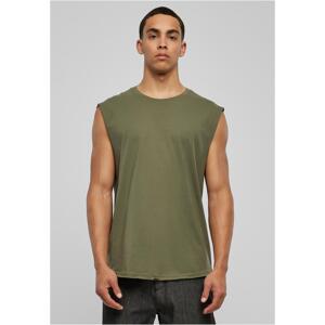 Olive sleeveless T-shirt with open brim