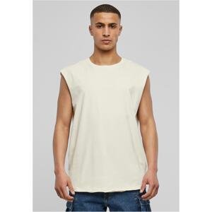 White sand sleeveless t-shirt with open brim