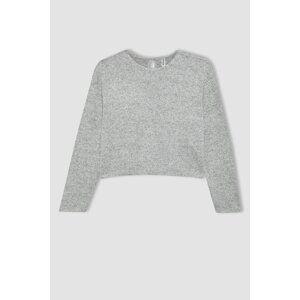 DEFACTO Girl Boxy Fit Crew Neck Long Sleeve T Shirt