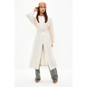 Trendyol Linen Look Woven Kimono & Kaftan with Stone Waist Tie Detail