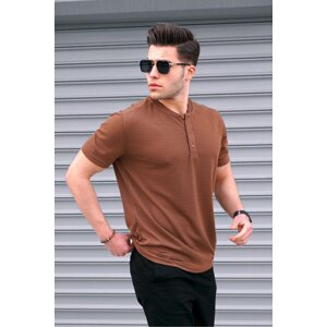 Madmext Men's Camel Buttoned Knitwear T-Shirt