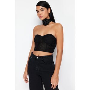 Trendyol Black Body-Sitting Knitted Lace Bustier