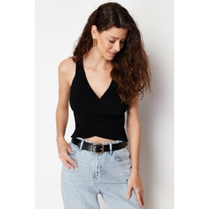 Trendyol Black Double Breasted Closure Detailed Knitwear Blouse