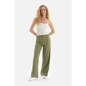 Dagi Khaki High Waist Tube Cuff Woven Trousers