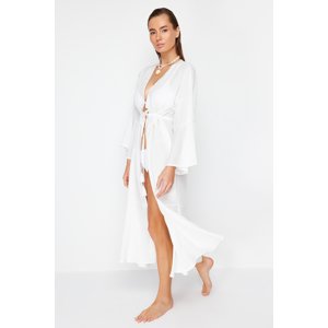 Trendyol Bridal Ecru Maxi Woven Gathered Kimono & Kaftan