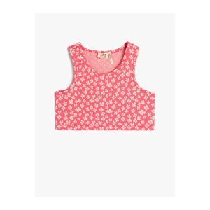 Koton Round Neck Floral Sleeveless Crop Top