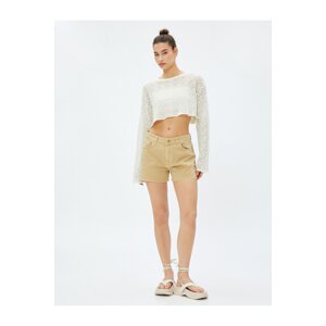 Koton Mini Shorts Normal Waist Pocket Detailed Ripped Leg Cotton