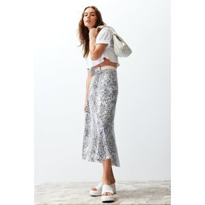 Trendyol Multi Color Animal Patterned Viscose Fabric Midi Woven Skirt
