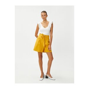 Koton Silky Textured Shorts with Belt Detail.