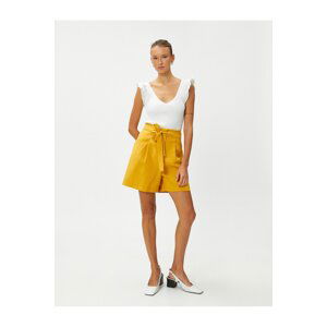 Koton Silky Textured Shorts with Belt Detail.