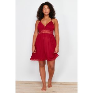 Trendyol Curve Burgundy Lace and Back Detailed Knitted Nightshirt