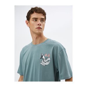 Koton Back Printed T-Shirt Asian Themed Crew Neck Cotton