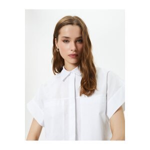 Koton Short Sleeve Poplin Shirt Cuff Collar Pocket Buttoned Cotton