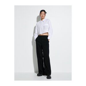 Koton Crop Long Sleeve Poplin Shirt Pocket Detailed Buttoned Cotton