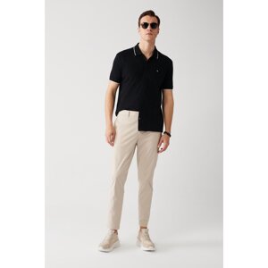 Avva Men's Beige Flexible Elastic Waist, Lace-Up Striped Relaxed Fit Trousers