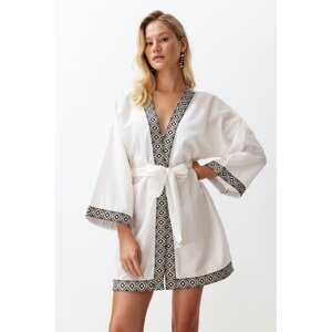 Trendyol Bridal Black Belted Mini Woven Kimono & Kaftan