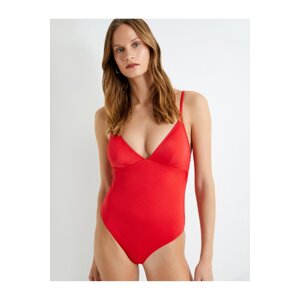 Koton Strappy Swimsuit V Neck Covered