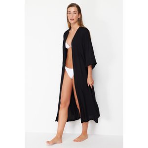 Trendyol Geometric Patterned Belted Maxi Woven Kimono & Kaftan