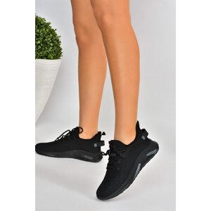 Fox Shoes Black Knitwear Fabric Women's Sports Shoes