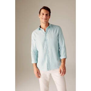 DEFACTO Modern Fit Italian Neck linen Long Sleeve Shirt