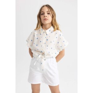 DEFACTO Girl Short Sleeve Patterned Crop Shirt