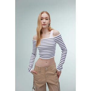 DEFACTO Slim Fit Strapless Striped Pullover