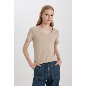 DEFACTO Slim Fit V-Neck Ribana Short Sleeve T-Shirt