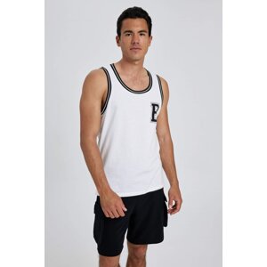 DEFACTO Regular Fit Printed Crew Neck Combed Tank Top