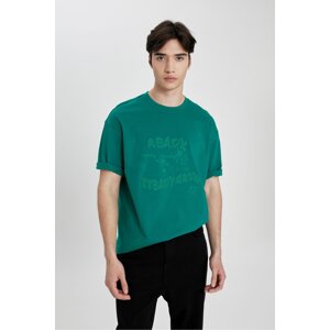 DEFACTO Comfort Fit Crew Neck Slogan Printed T-Shirt