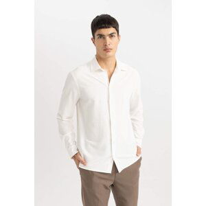 DEFACTO Modern Fit Polo Collar Crinkle Long Sleeve Shirt