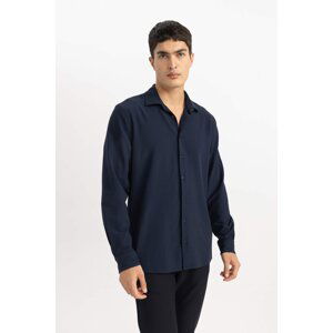 DEFACTO Modern Fit Polo Collar Crinkle Long Sleeve Shirt