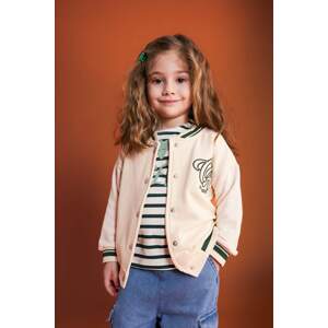 DEFACTO Baby Girl Printed Crew Neck Cardigan