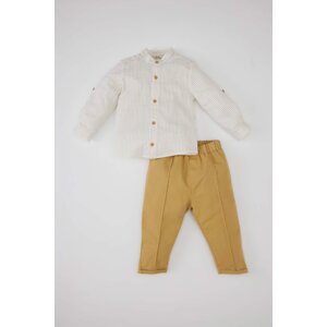 DEFACTO Baby Boy Striped Poplin Shirt Trousers 2 Piece Set