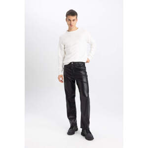 DEFACTO Baggy Fit Regular Hem Faux Leather Trousers